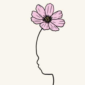 Getekende line-art geboortebloem