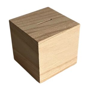 Houten spaarpot vierkant